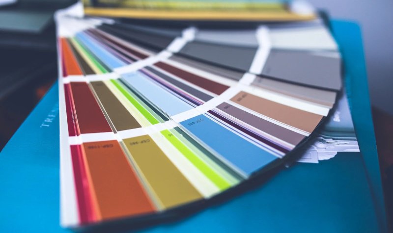 Paint color palette swatches for home renovation